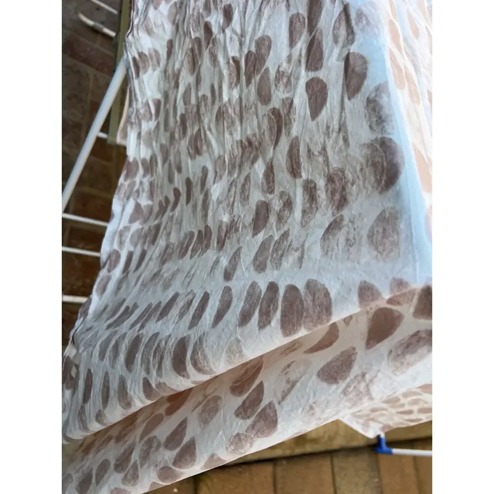 west elm Watercolor Leaf Single Twin Flat Sheet 100% Cotton, White Greige